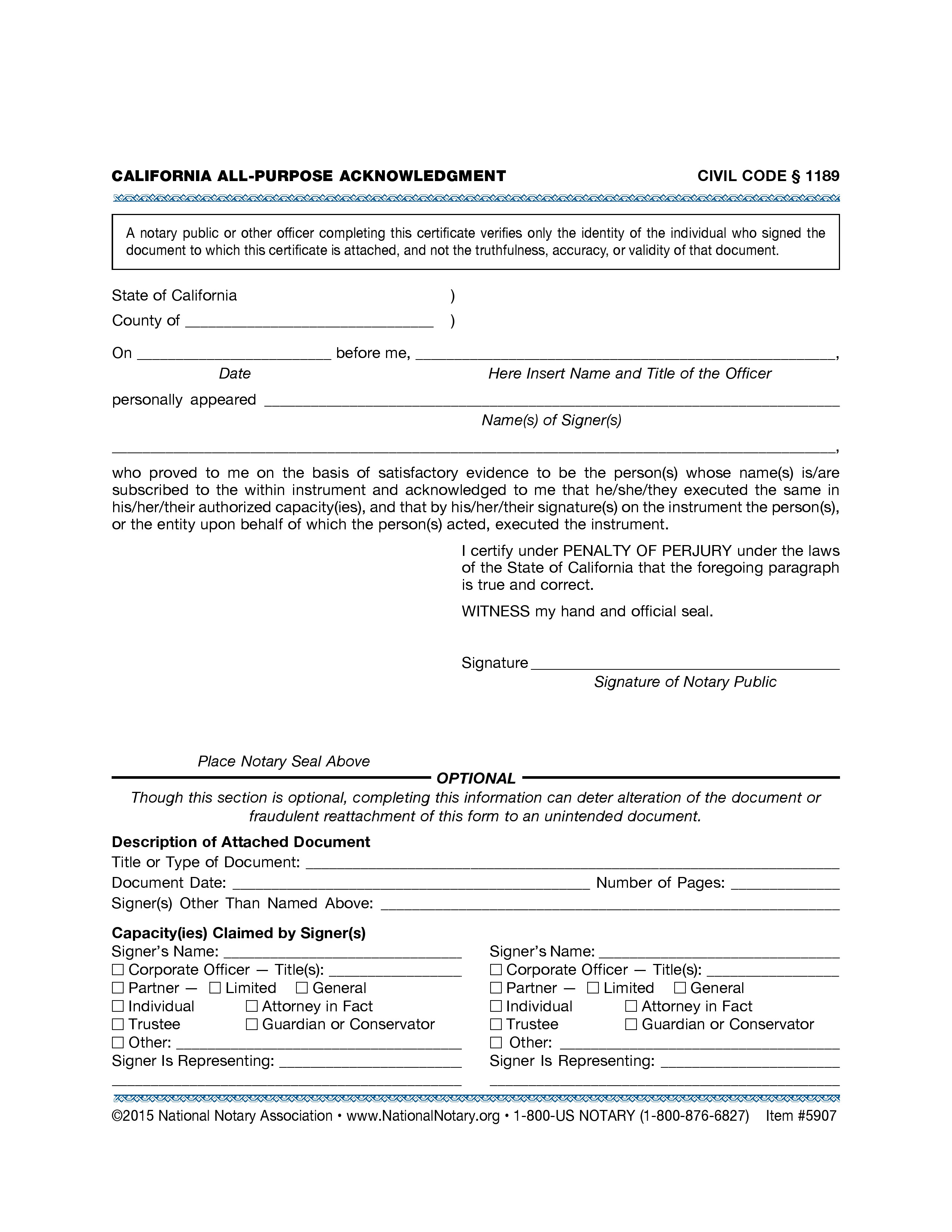 New California Notary Acknowledgement And Jurat Forms Vrogue Co   California All Purpose Acknowledgement Form 