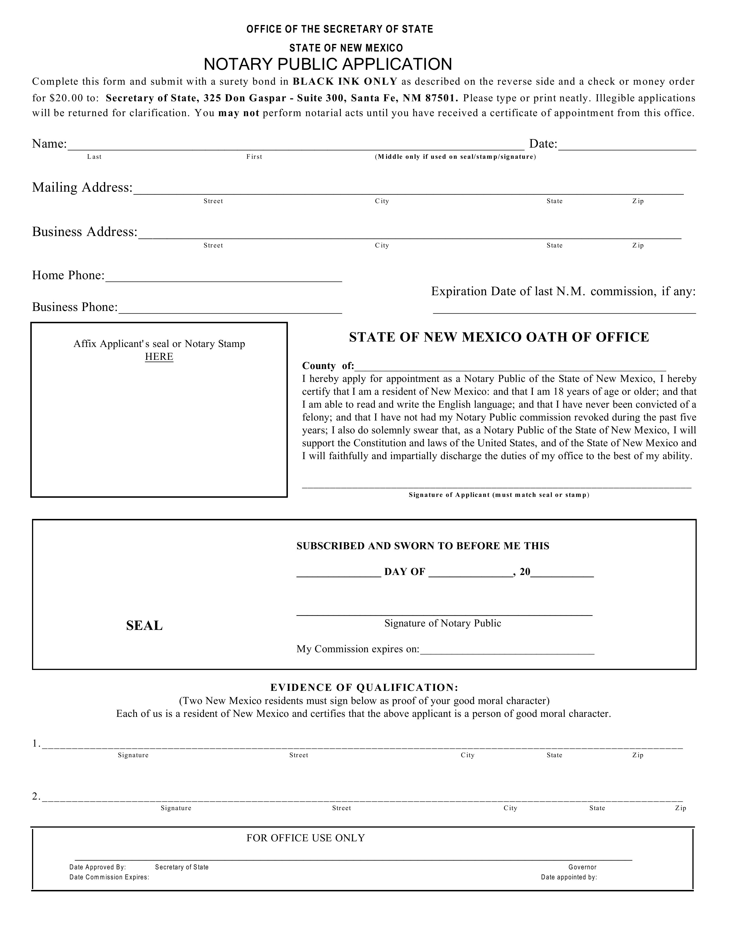 Notary Public Application Form New Mexico